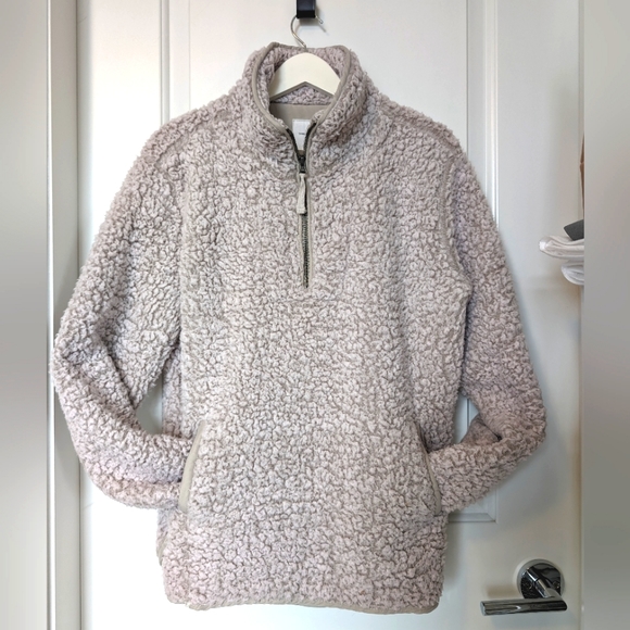 Sherpa/Teddy 1/4 Zip Frosted Ivory - Size S - Picture 1 of 6